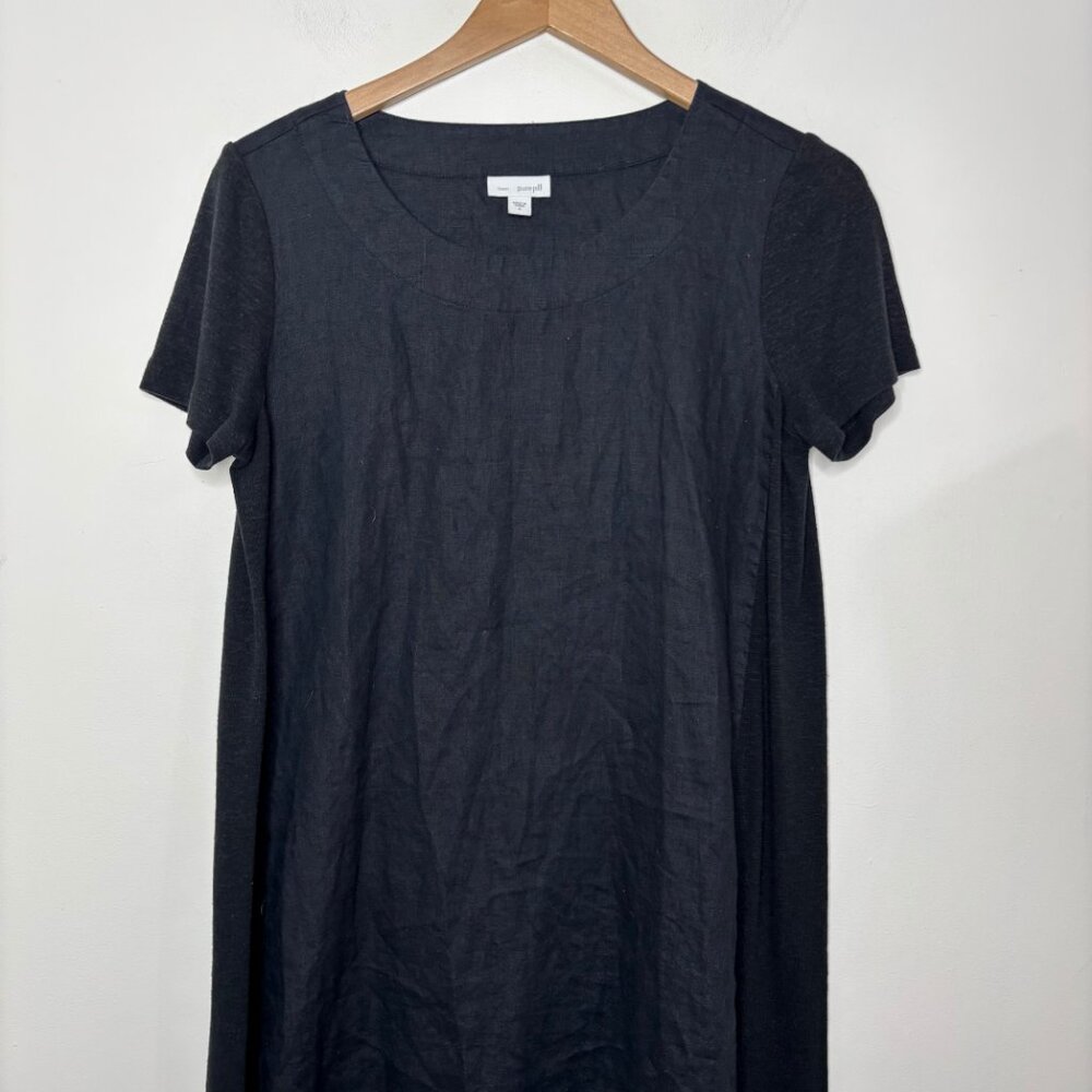 J.Jill Dress Women's Small Black Pure Jill Linen Blend Short Sleeve Lagenlook - Picture 5 of 13